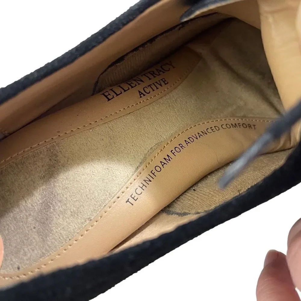 Ellen Tracy Active Women's Black Wedge Suede shoes 7 EUC